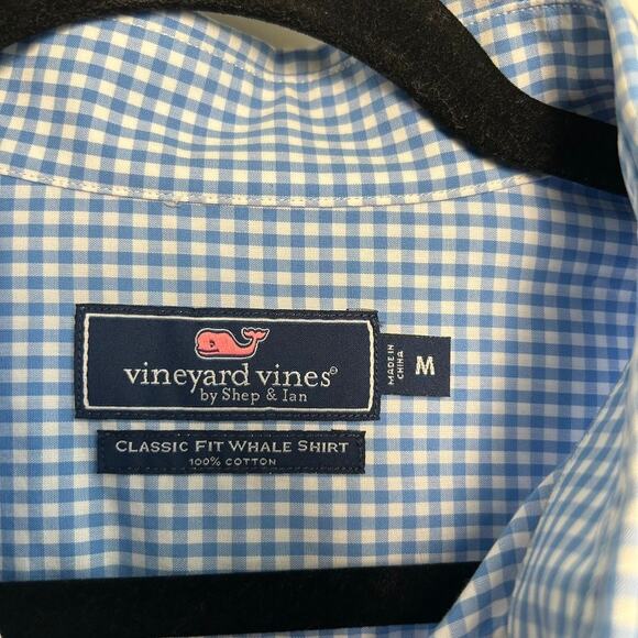 Vineyard Vines Classic Fit Whale Shirt Men's SIZE M Blue Gingham Preppy Classic - Picture 5 of 11